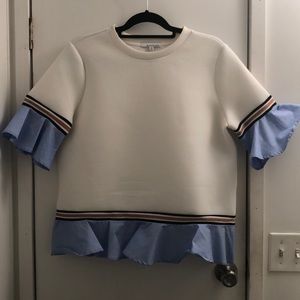 Anthropologie Moelleux White Bell Sleeve Top